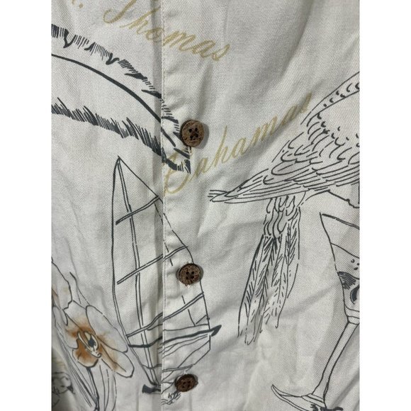 Caribbean Men's 3XL Short Sleeve Button Up Shirt Hawaiian Palm‎ 100% Rayon Trees - Picture 4 of 7